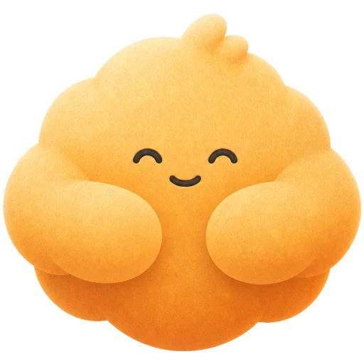 Groggy, a peach cloud mascot