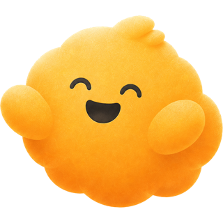 Groggy, a soft peach cloud mascot