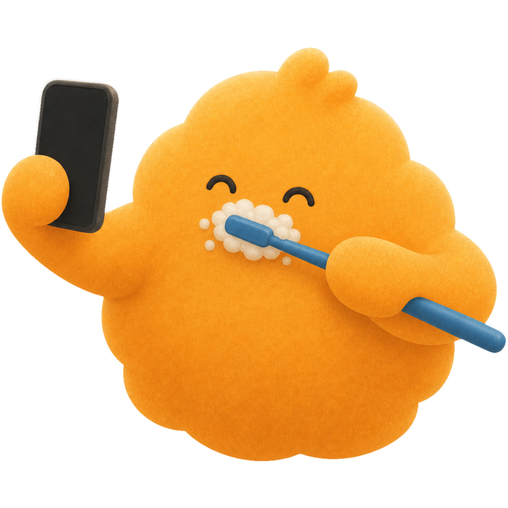 Groggy taking a live photo while brushing teeth